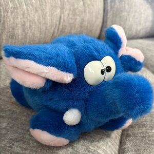 Vintage Chosun International Blue Elephant Plush Noise Toy hard to find